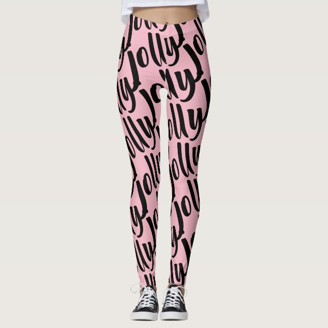 Leggings Jolly répéter motif sur calligraphie rose (Devant)