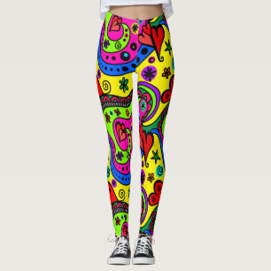 Leggings Jonctions d'art de Doodle coloré sauvage
