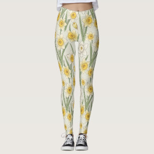 Leggings Jonquille Floral de printemps en jaune et vert dou