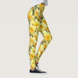 Leggings Jonquille jaune florale<br><div class="desc">Ces guêtres florales chics comportent un motif jaune de jonquille. Portez-les dans le style ! Conçu par le ©Tim de renommée mondiale Coffey d'artiste.</div>