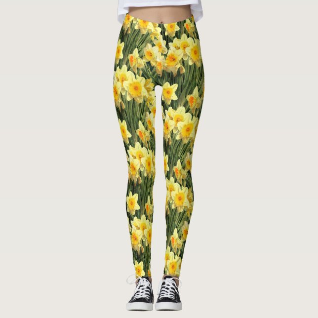 Leggings Jonquilles jaunes de ressort (Devant)