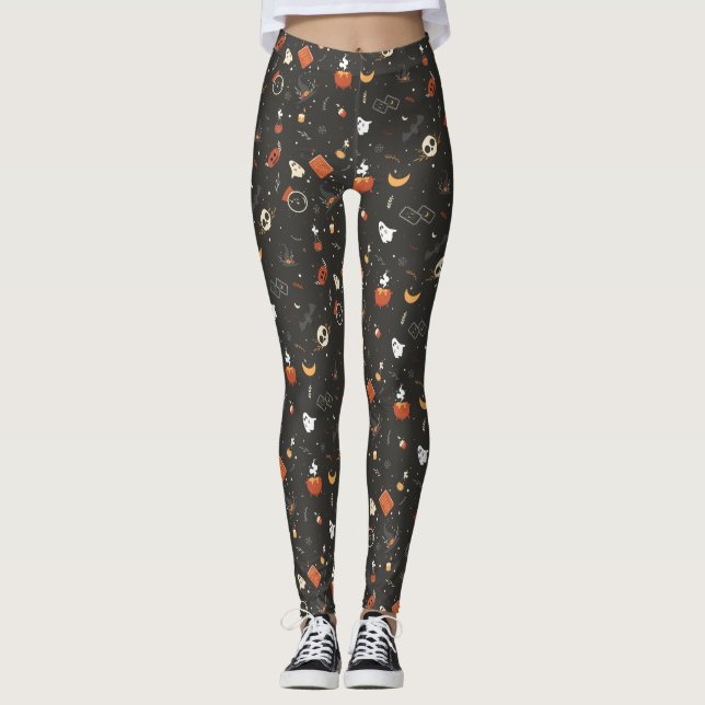 Leggings Jote Éffrayant Whimsical Halloween Motif Arrière - (Devant)