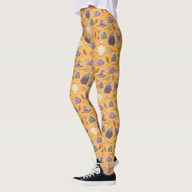 Leggings Jouer des fantômes d'Halloween et des sorcières Mo (Gauche)