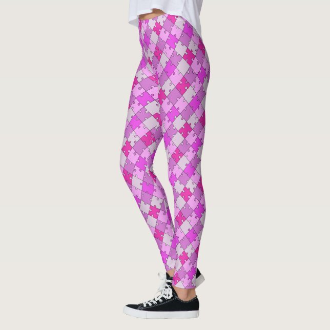 Leggings Jouer Jigsaw Puzzle Diagonal tons rose (Gauche)
