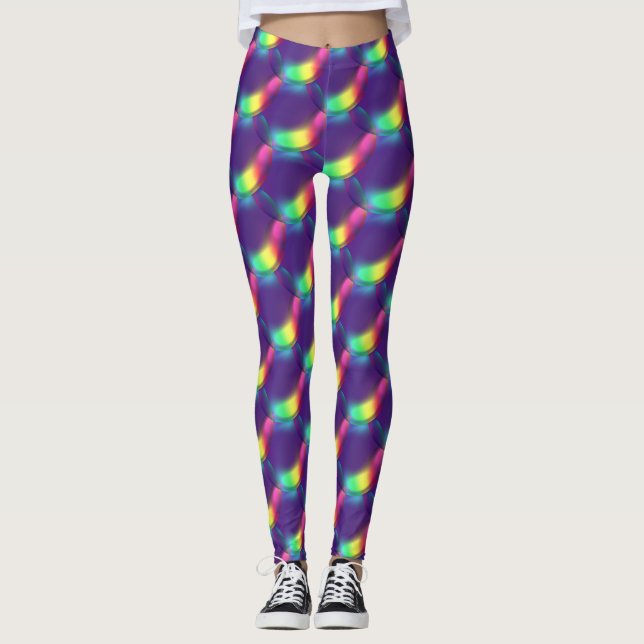 Leggings Jouer violet couleur savon Bubbles Motif Party (Devant)