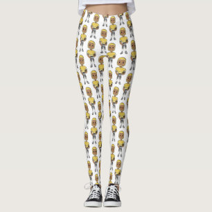 Leggings joueur de football vintage rétro noir jaune simple