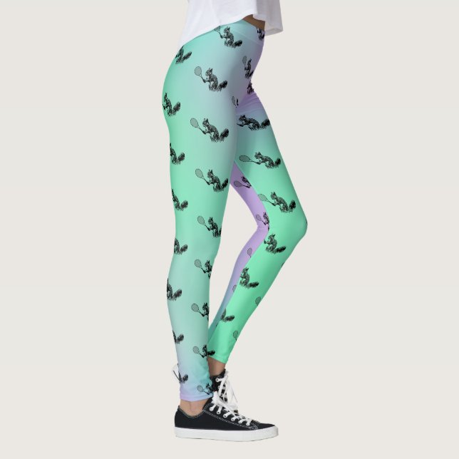 Leggings Joueur de tennis écureuil vert et violet Motif (Droite)