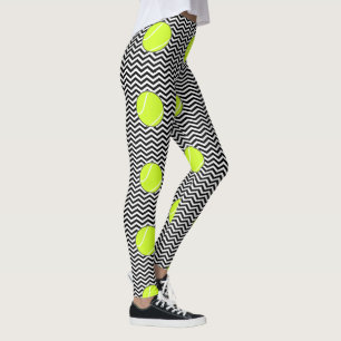 Leggings Joueur de tennis noir et blanc de zigzag de balle