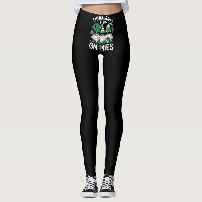 Leggings Jour de la Saint Patrick Lucky Shamrock Leopard Gn (Devant)