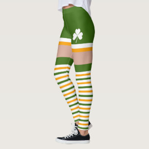 Leggings Jour de la Saint Patrick orange blanc vert irlanda