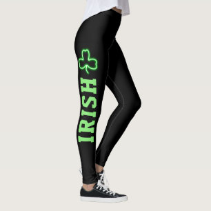 Leggings Jour de l'Saint Patrick noir Shamrock vert irlanda