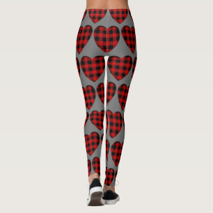 Leggings Jour des Valentines Rouge Buffalo Plaid Motif card