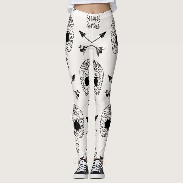 Leggings Jour du crâne mexicain des morts (Devant)