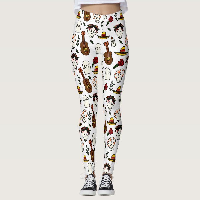 Leggings jour du doodle mort (Devant)
