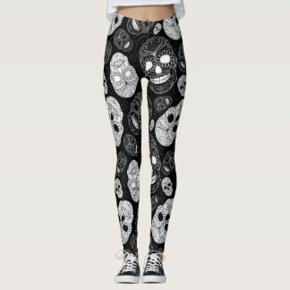 Leggings Jour du noir et du blanc morts d'art de mosaïque