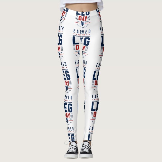 Leggings Journée de jambes « Mérité, pas donné » Typographi (Devant)