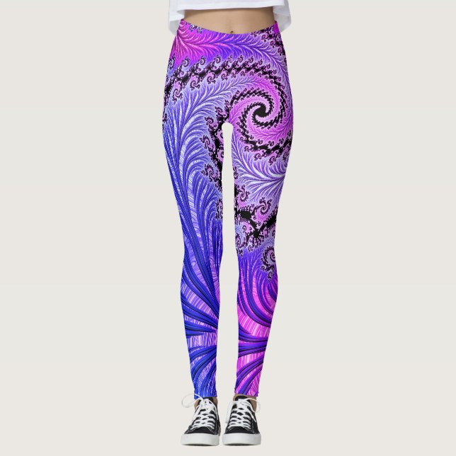 Leggings Joyau coloré Vibrant Tone Funky Spiral Fractal (Devant)