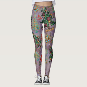 Leggings Joyau de Noël élégant Bling Jade violet Jade Gem