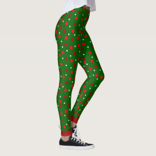 Leggings Joyaux de Noël vert/blanc et rouge