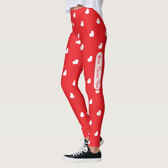Leggings Joyeuse Saint-Valentin Moderne Motif d'Amour (Gauche)