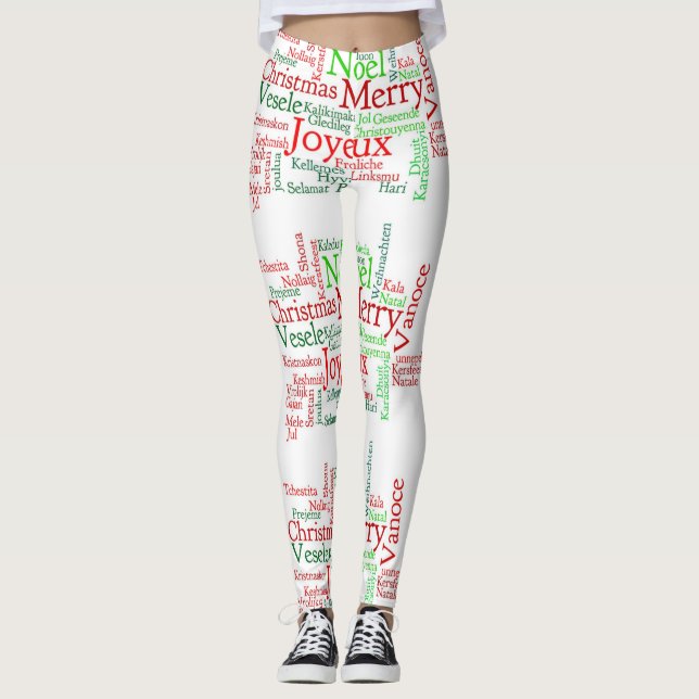 Leggings Joyeuses jambes des femmes de Noël (Devant)