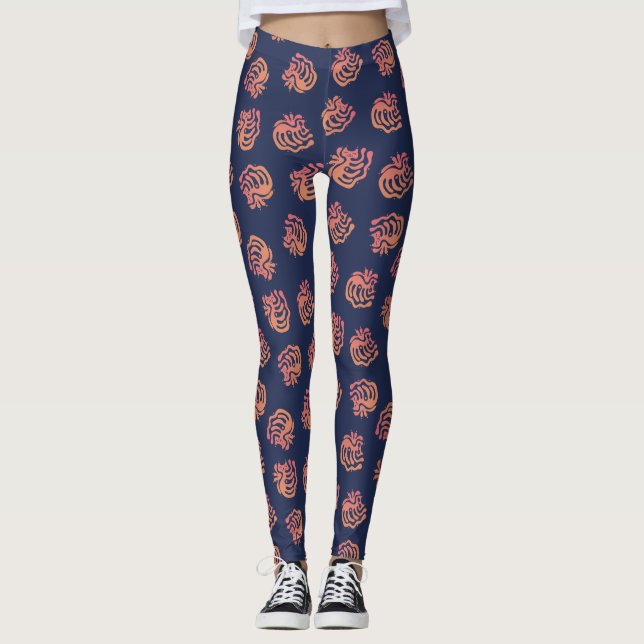 Leggings Joyeux chaton drôle, mignon motif, dessiné à la ma (Devant)