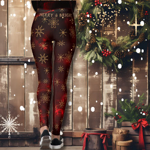 Leggings Joyeux et brillant Motif rouge Festive