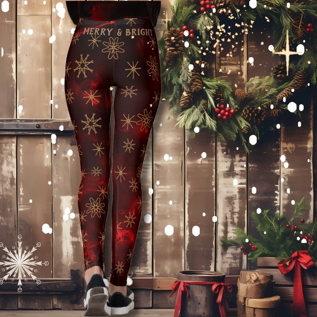 Leggings Joyeux et brillant Motif rouge Festive (Merry & Bright Festive Red Pattern Leggings)