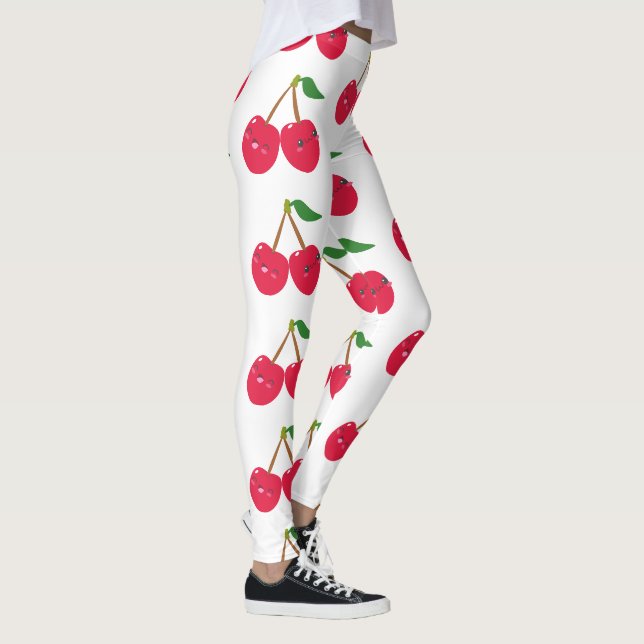 Leggings Joyeux Fruit de Cerise Mignon Souriant (Droite)