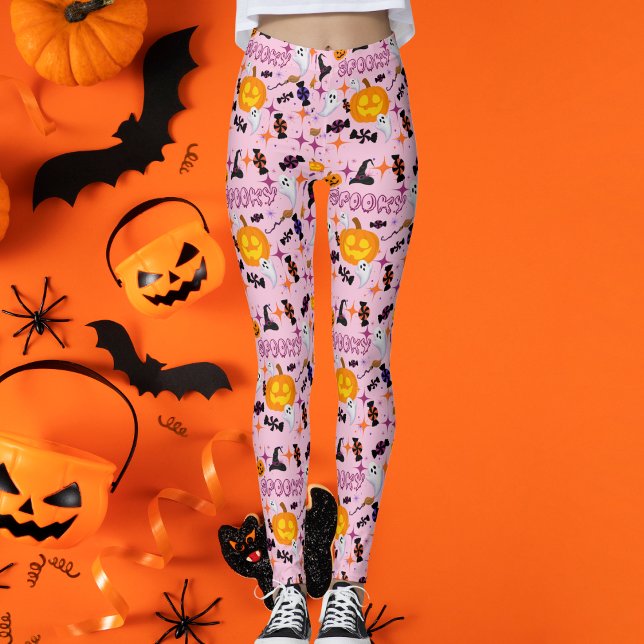 Leggings Joyeux Halloween rose Éffrayant Festive (Créateur téléchargé)