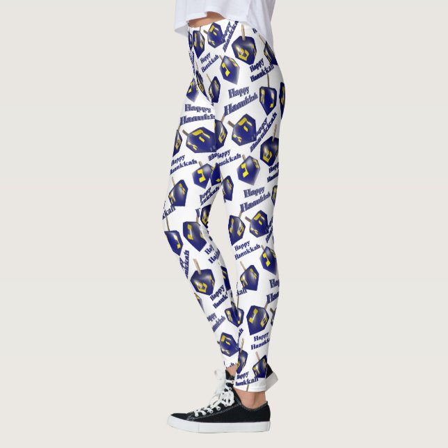 Leggings Joyeux Hanukkah Dreidel Tournant (Gauche)