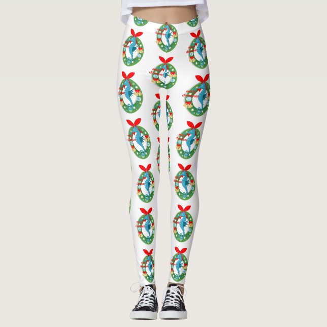 Leggings joyeux hippocampe de noël (Devant)