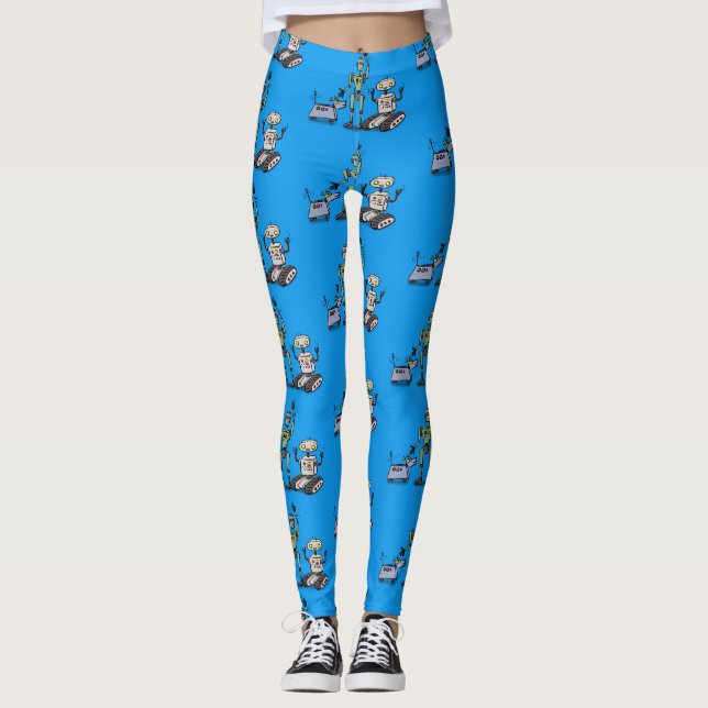 Leggings Joyeux joli dessin de trois robots trio (Devant)