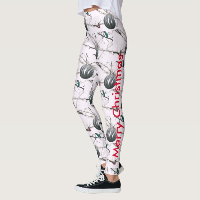 Leggings Joyeux Noël Argent Ball Arbre Lumières (Gauche)