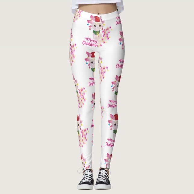 Leggings joyeux Noël axolotl père Noël (Devant)