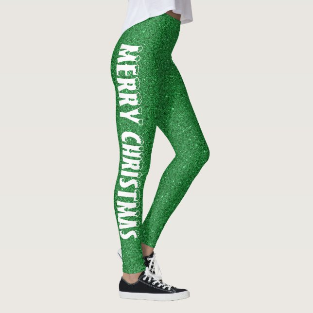 Leggings Joyeux Noël classique Parties scintillant verte (Droite)