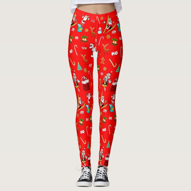 Leggings Joyeux Noël Nice Naughty 25 décembre Noël (Devant)