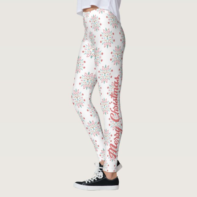 Leggings Joyeux Noël Snowflake Mandala Motif (Gauche)