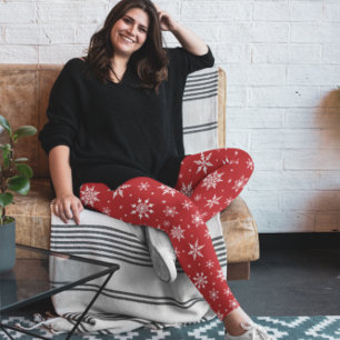 Leggings Joyeux Noël Snowflakes Motif Rouge