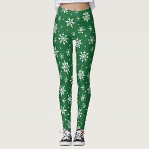 Leggings Joyeux Noël Snowflakes Motif vert