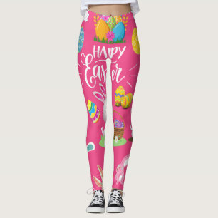 Leggings Joyeux Pâques, Amusants Souhaits De Lapin Et Oeufs