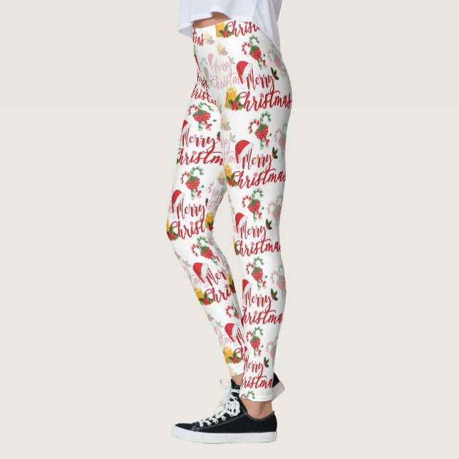 Leggings Joyeux script de calgraphie de Noël (Gauche)