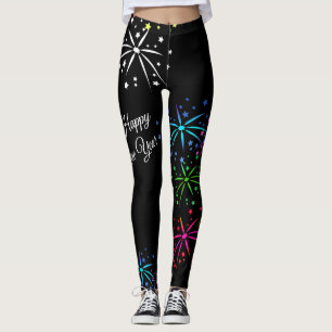 Leggings Joyeux script de feu d'artifice coloré du Nouvel A