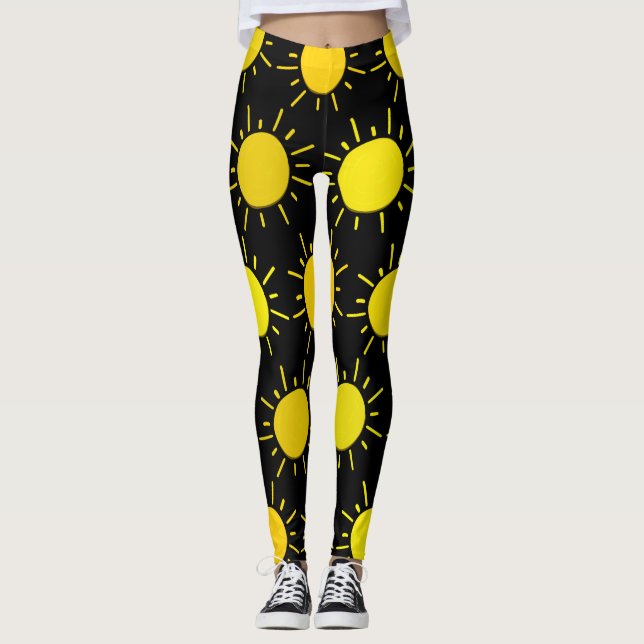 Leggings Joyeux soleil jaune mode (Devant)