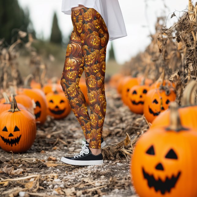 Leggings Jumble de Jack-o-Lanterns (Créateur téléchargé)