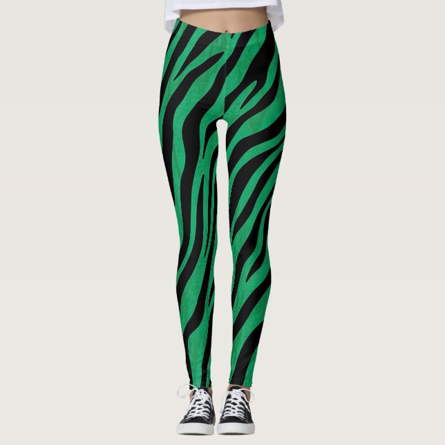 Leggings Jungle thème Vert et noir (Devant)