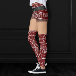 Leggings Jupe courte rouge moche Festive Sweater Peau moy