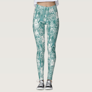 Leggings juste des cochons turquoise viridian