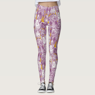 Leggings juste des cochons violet jaune