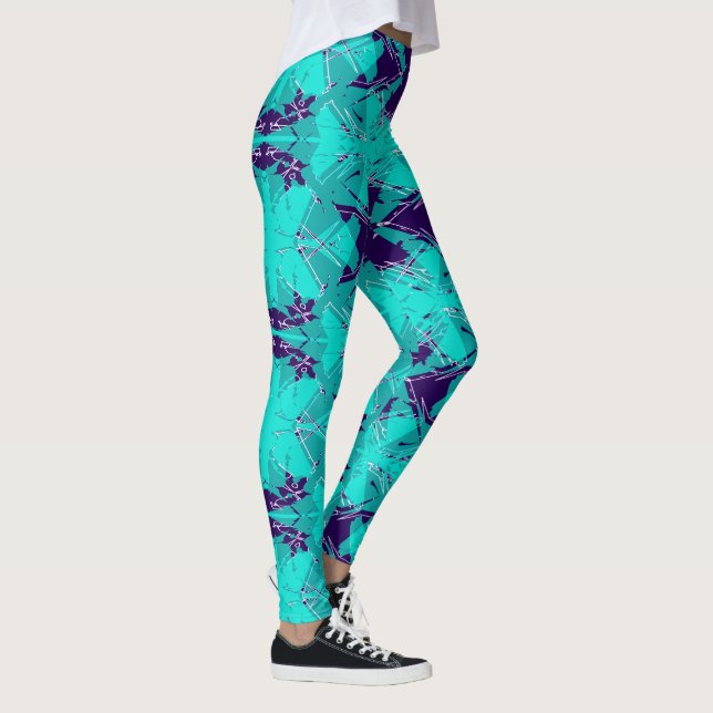 Leggings Kaleidoscope Aqua et Violet Brisé (Droite)